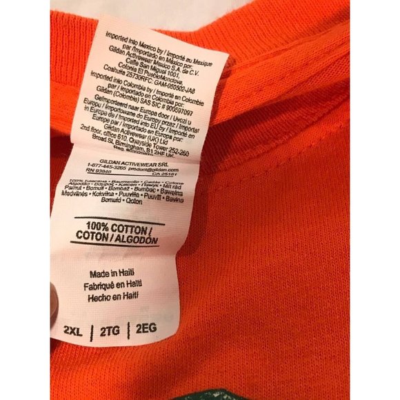 University of Miami Hurricane Shirt Mens XXL Orange Graphic Short Sleeve T-Shirt - Picture 4 of 6